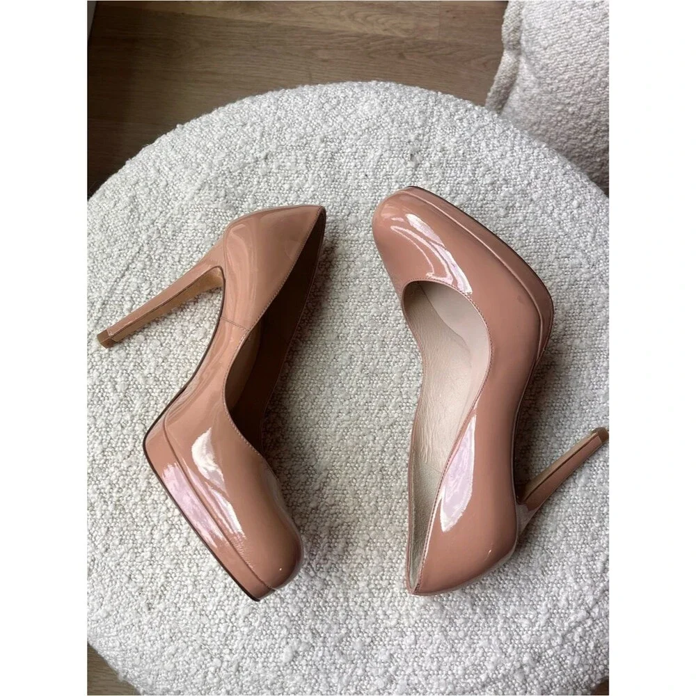 LK Bennett Sledge Patent Platform Courts Heels in Trench size 39 (US 8.5)